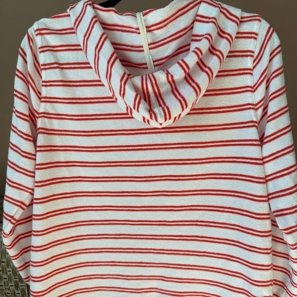 J. Crew Red and White Striped Hoody and Shorts Set - Picture 5 of 9